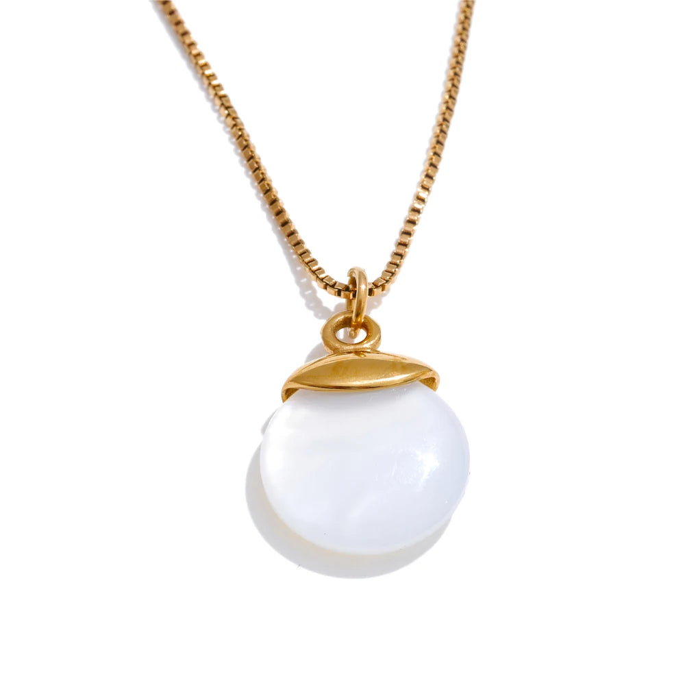 White natural stone pendant necklace - product image