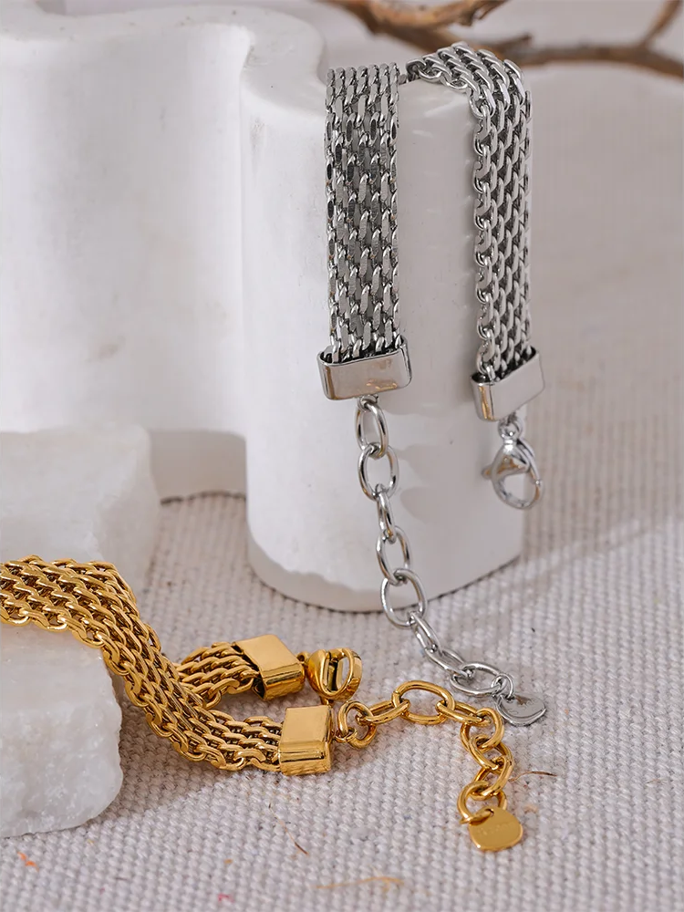 Wide cuban chain charm bracelet unisex - product image