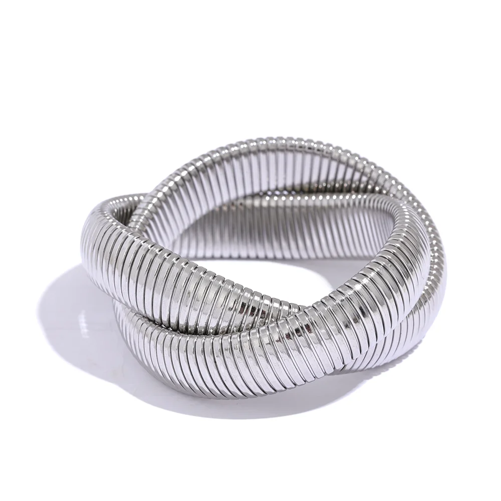 Wide heavy metal stackable bracelet bangle - product image