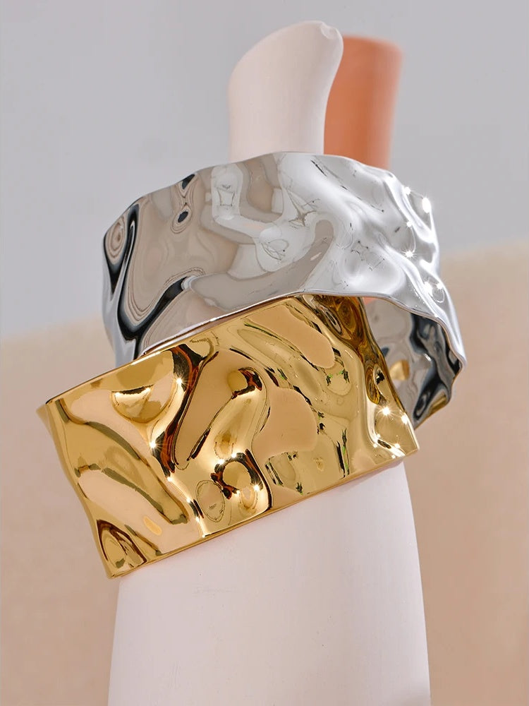 Wide minimalist open cuff bracelet women fashion - product image