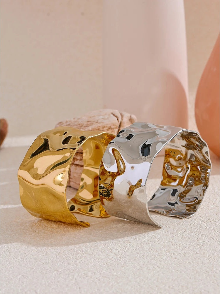 Wide minimalist open cuff bracelet women fashion - product image