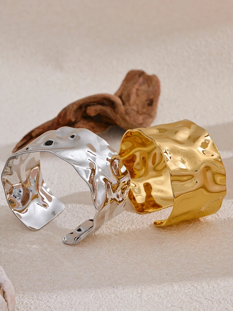Wide minimalist open cuff bracelet women fashion - product image