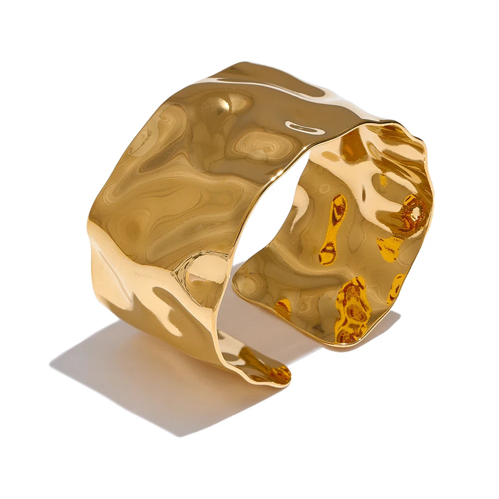 Wide minimalist open cuff bracelet women fashion - product image