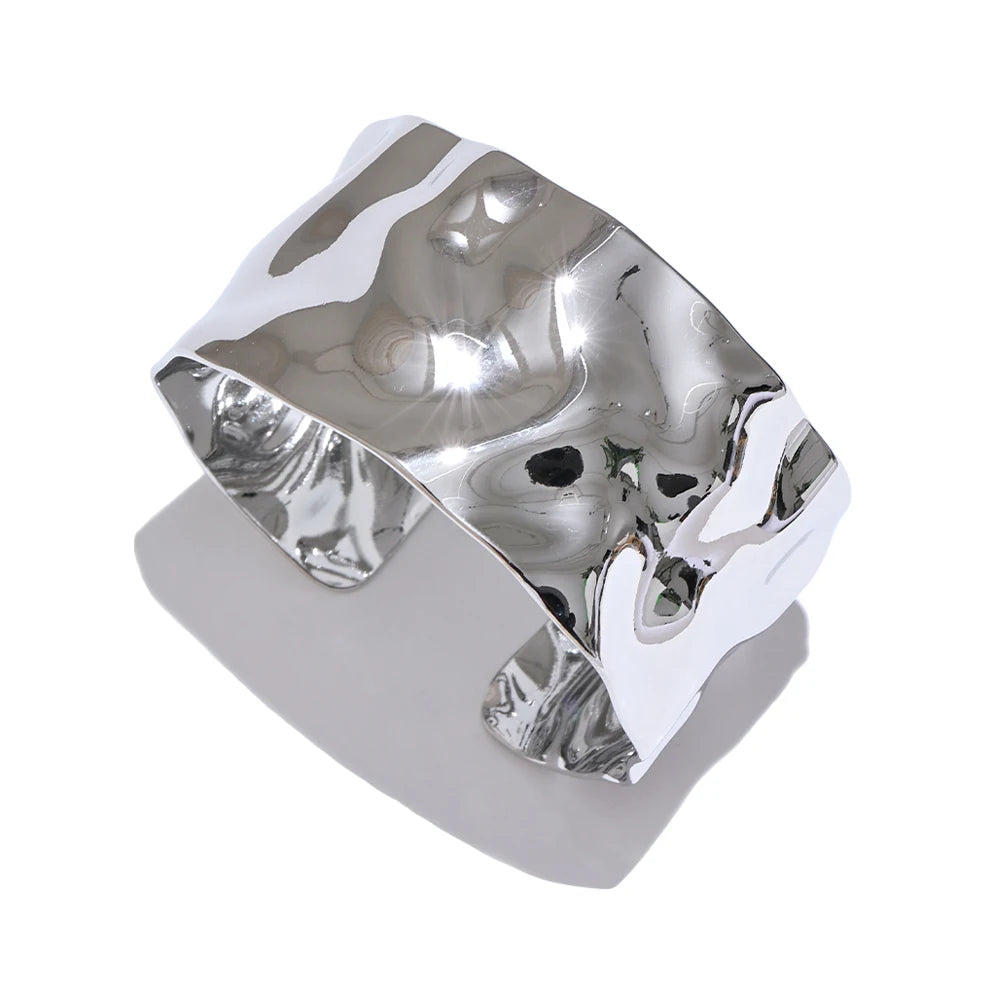Wide minimalist open cuff bracelet women fashion - product image