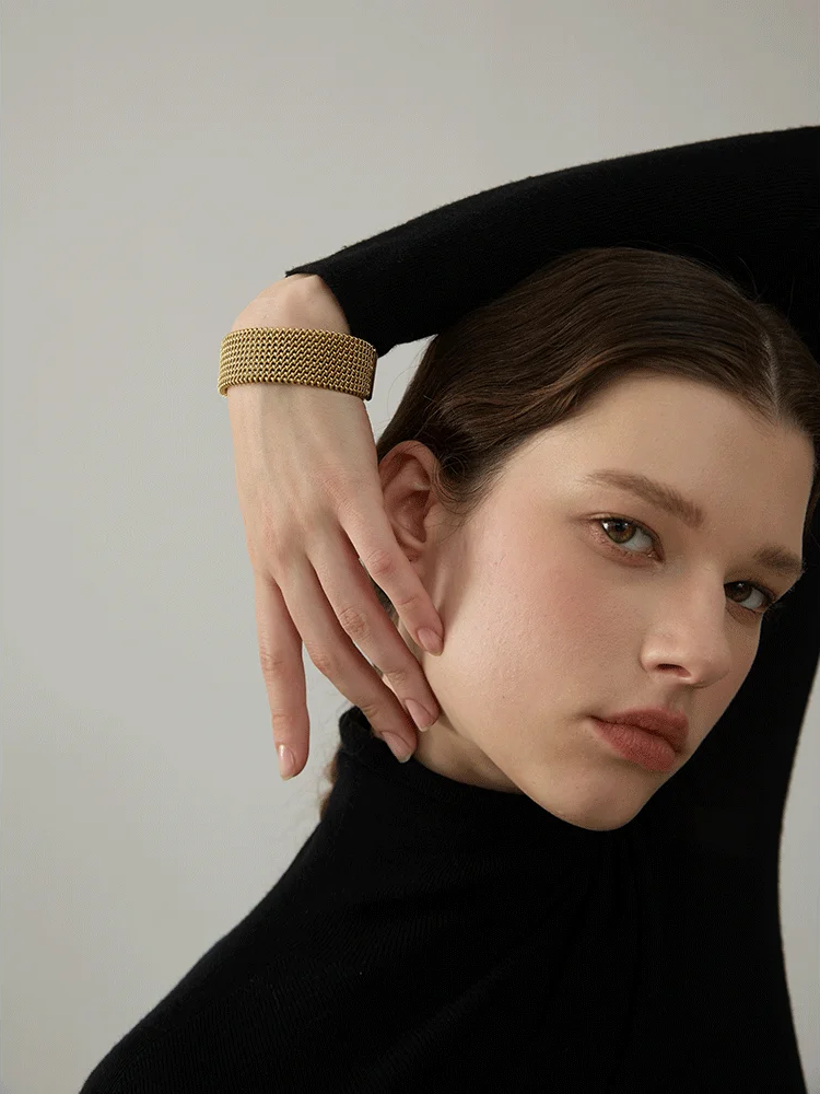 Wide open metal statement bracelet bangle - product image