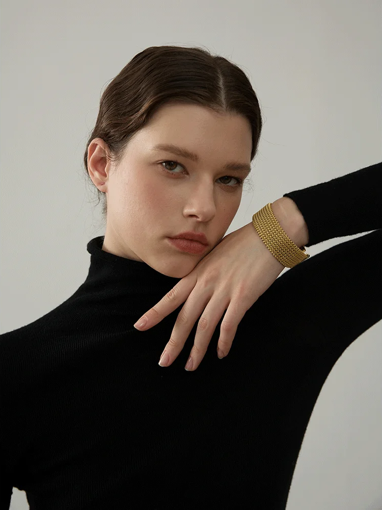 Wide open metal statement bracelet bangle - product image