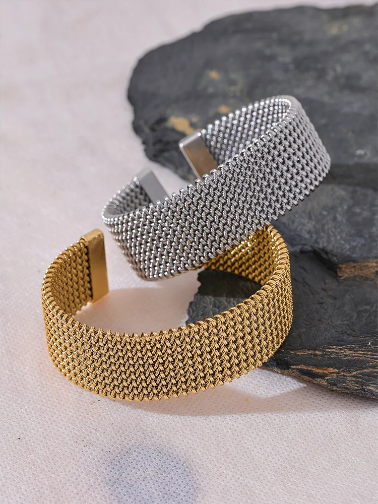 Wide open metal statement bracelet bangle - product image