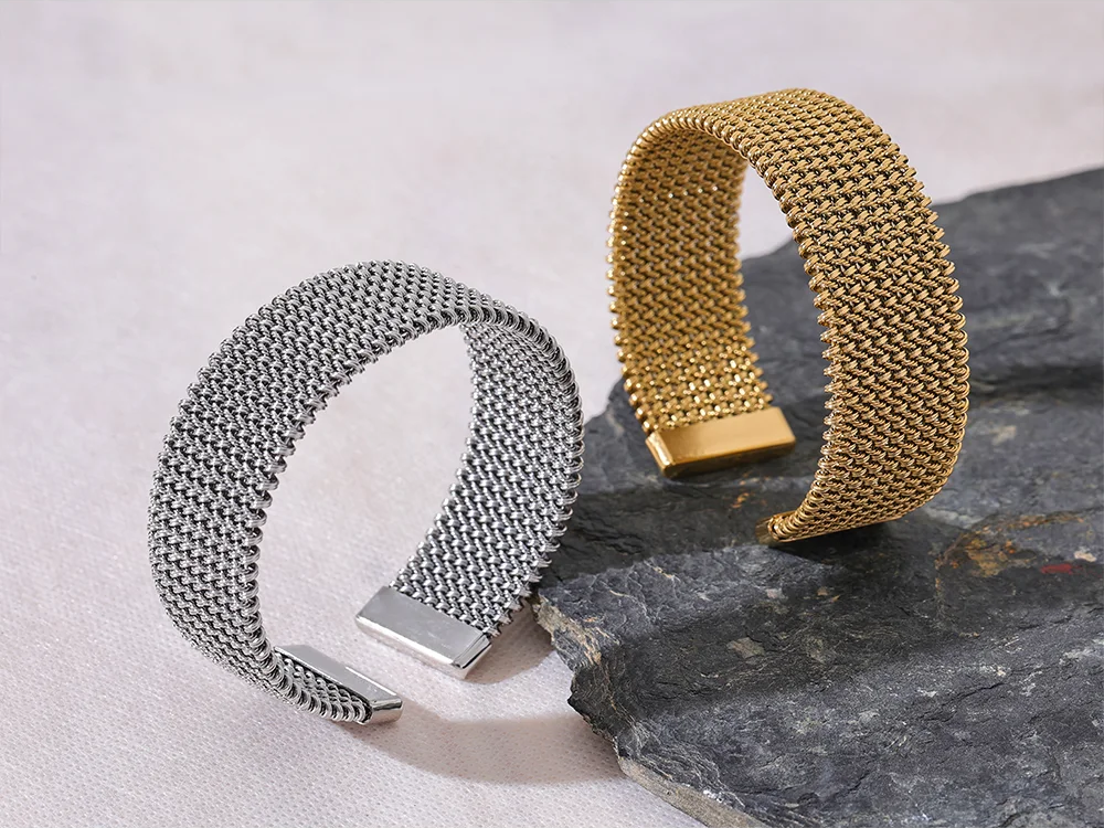 Wide open metal statement bracelet bangle - product image