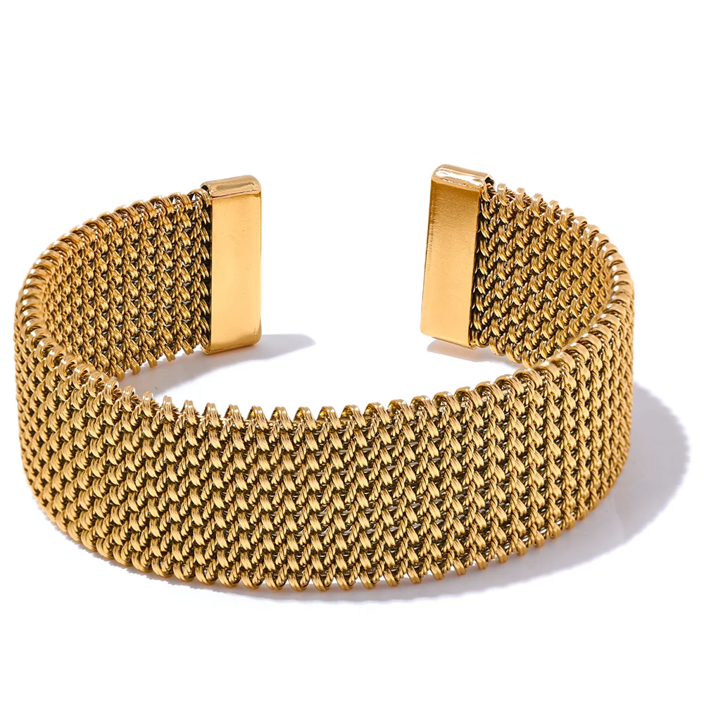 Wide open metal statement bracelet bangle - product image