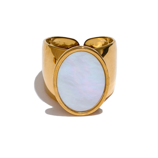 Wide stone contemporary ring women fashion - product image
