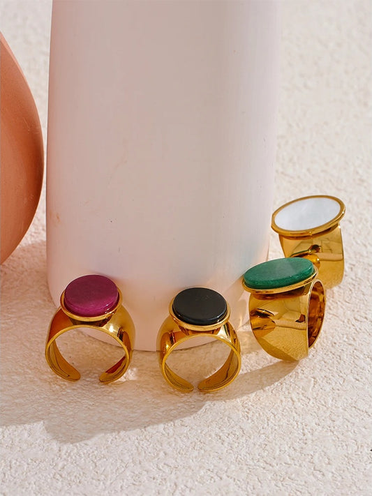 Wide stone contemporary ring women fashion - product image