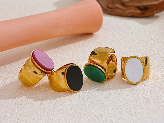 Wide stone contemporary ring women fashion - product image