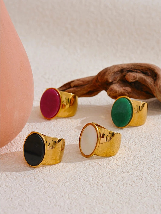 Wide stone contemporary ring women fashion - product image