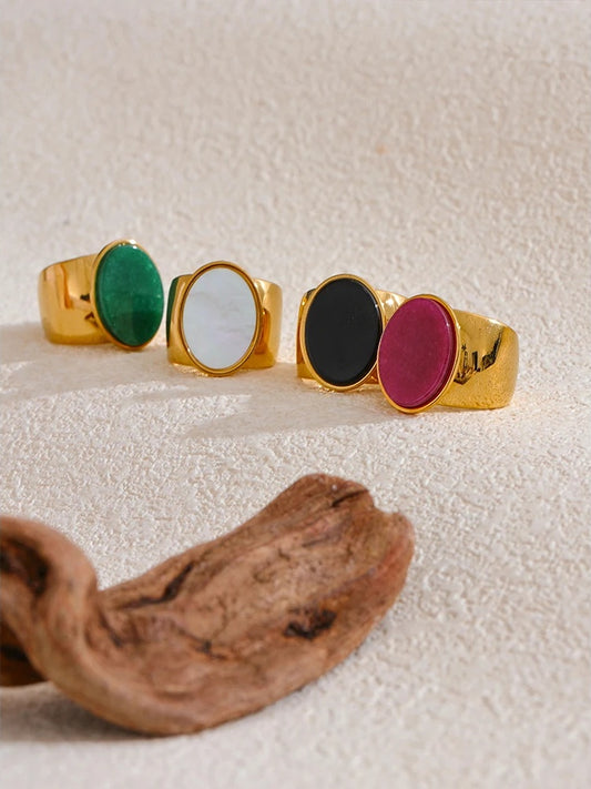 Wide stone contemporary ring women fashion - product image