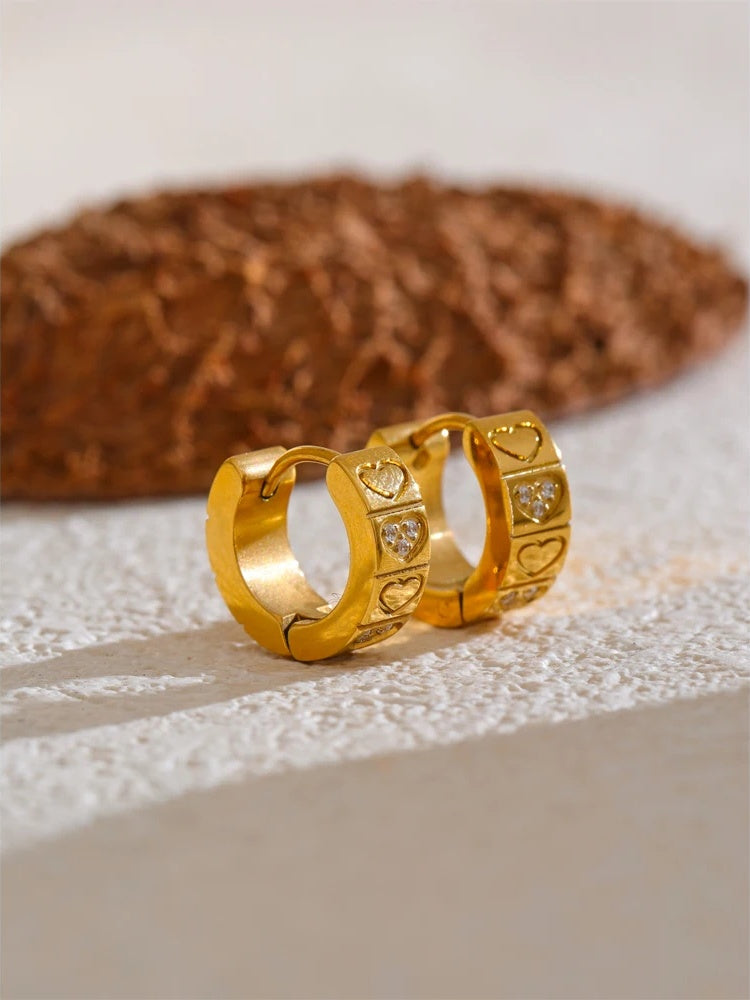 Zircon heart hoop earrings women fashion - product image