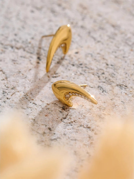 Zirconia abstract stud earrings gold platinum - product image