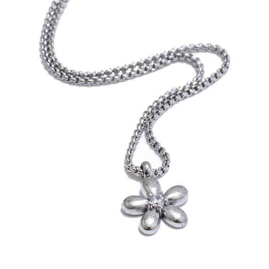 Zirconia flower pendant necklace bracelet earrings set - product image