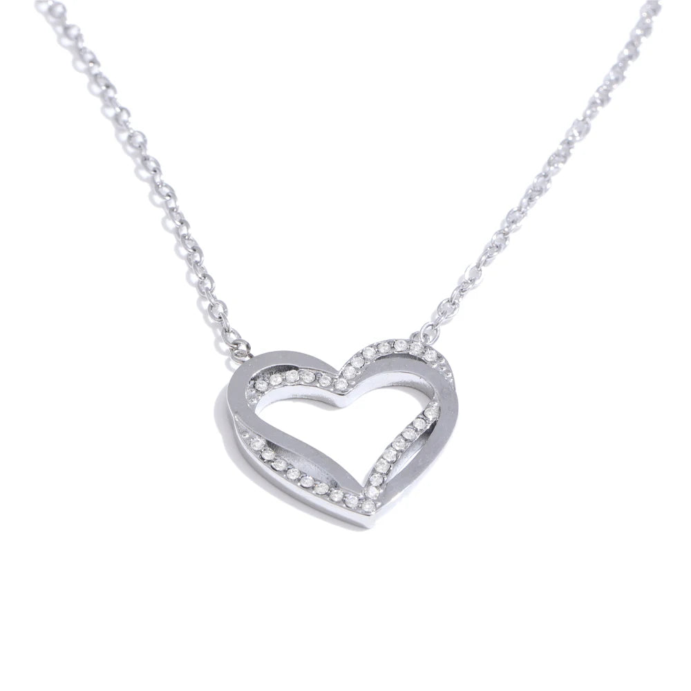 Zirconia heart love hollow pendant necklace - product image