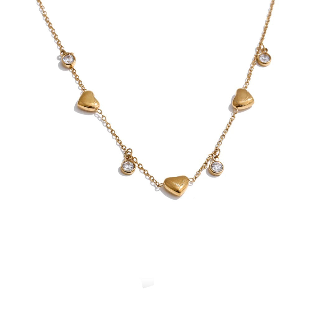 Zirconia heart love pendant drop necklace - product image