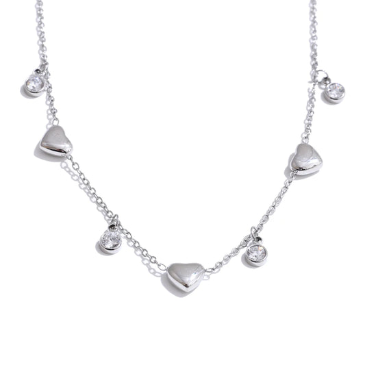 Zirconia heart love pendant drop necklace - product image