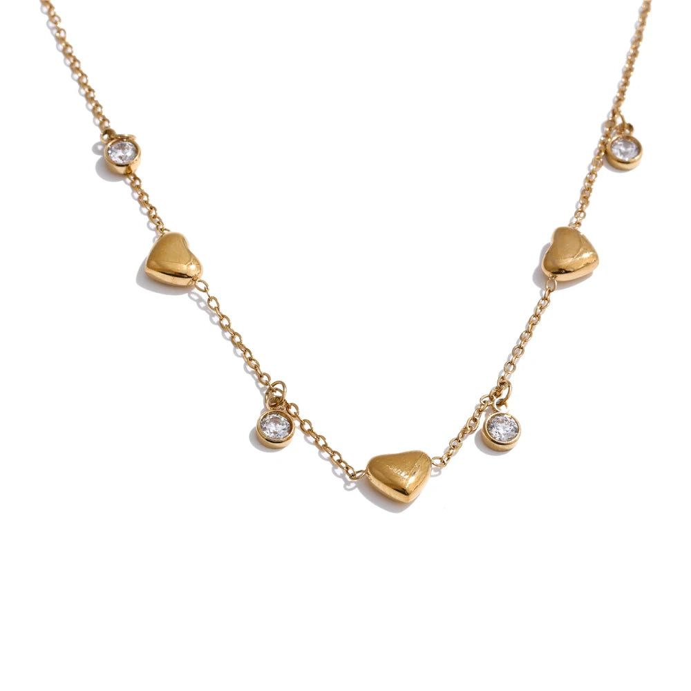 Zirconia heart love pendant drop necklace - product image