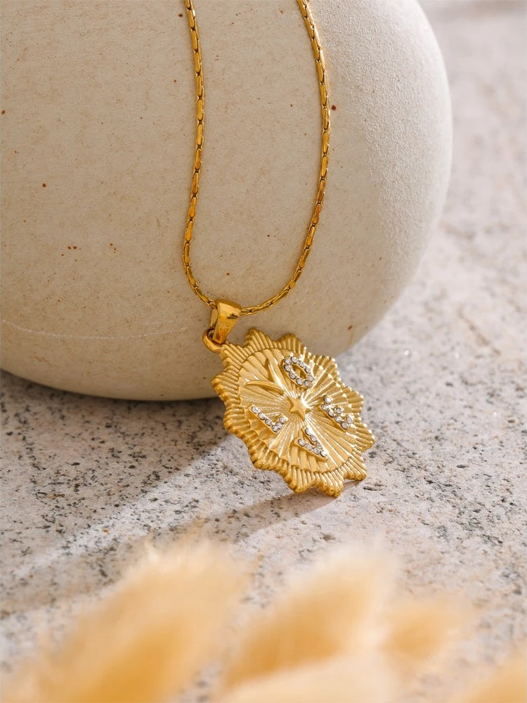 Zirconia love sun pendant modern necklace - product image