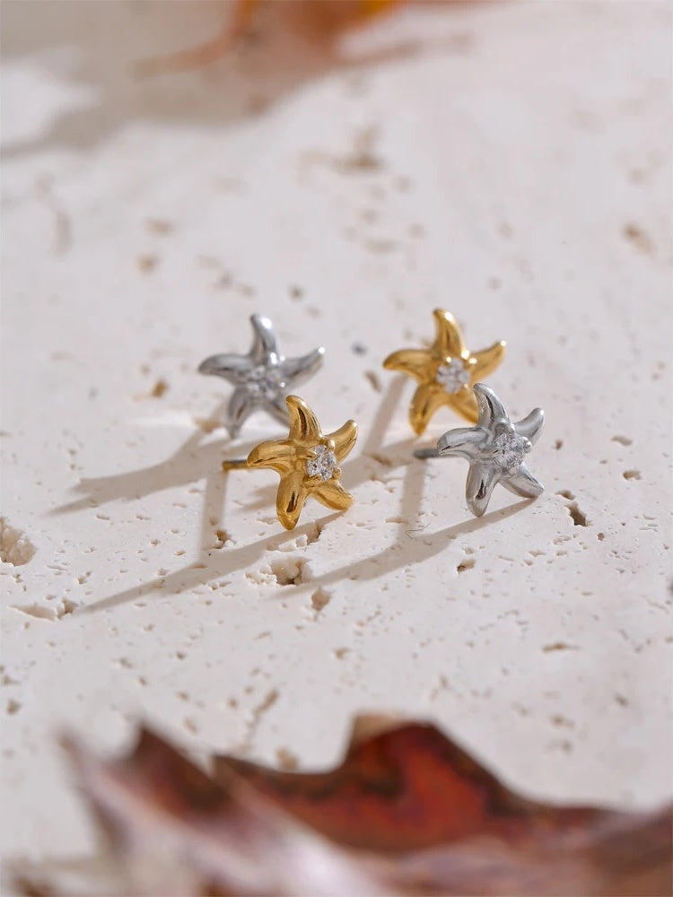 Zirconia starfish star daily stud earrings - product image