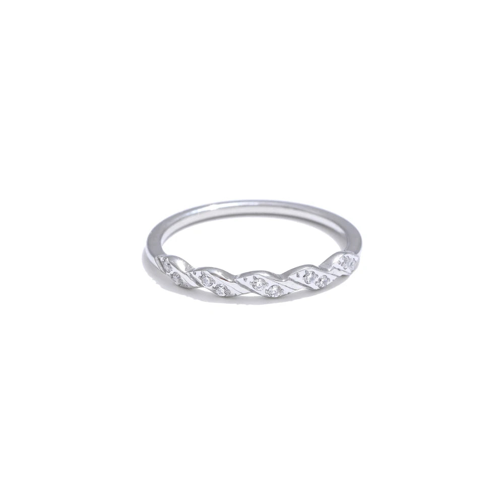 Zirconia wave shape thin finger ring - product image