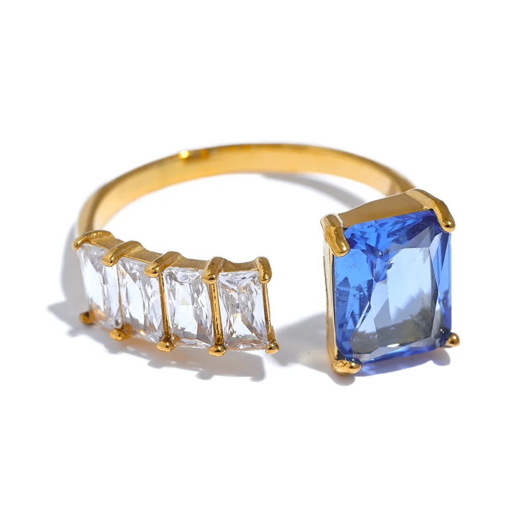 10 colors cubic zirconia square bling ring - product image