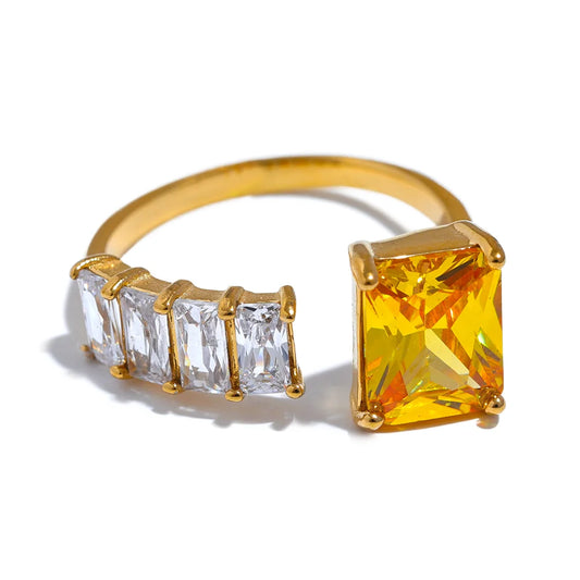 10 colors cubic zirconia square bling ring - product image