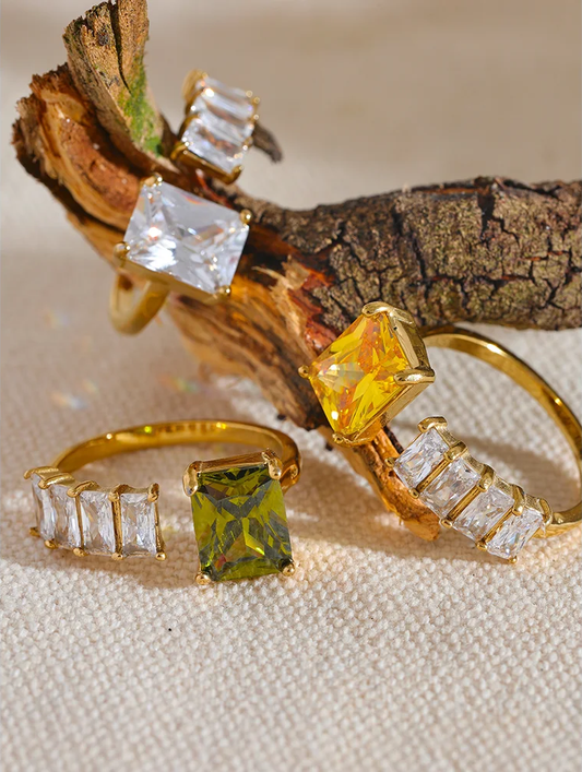10 colors cubic zirconia square bling ring - product image
