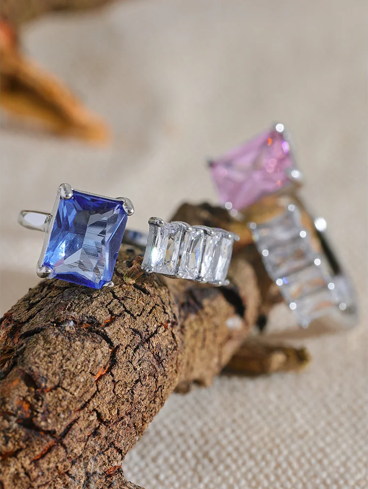 10 colors cubic zirconia square bling ring - product image