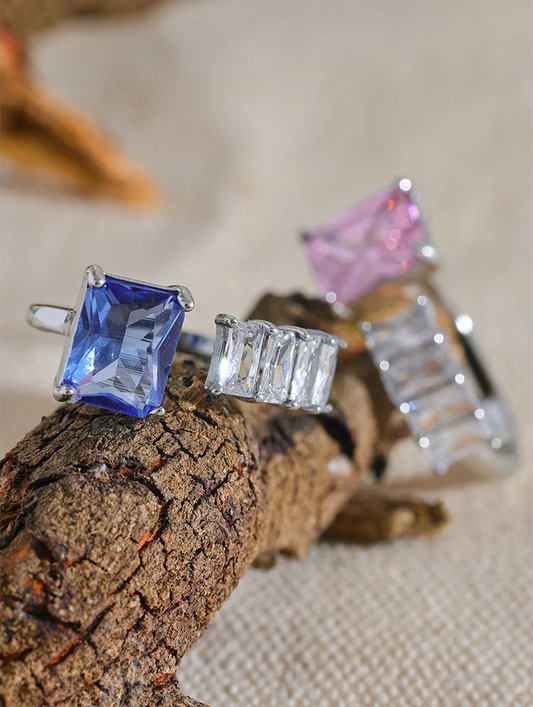 10 colors cubic zirconia square bling ring - product image