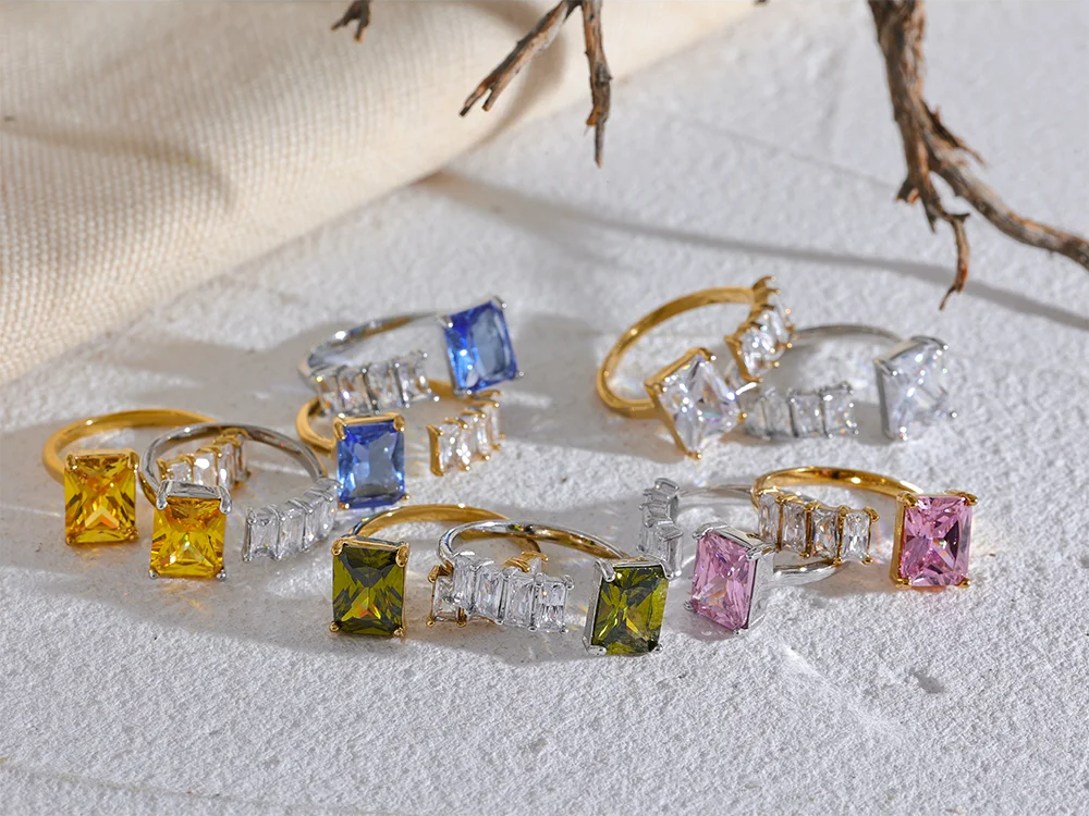 10 colors cubic zirconia square bling ring - product image