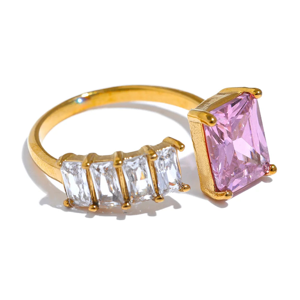 10 colors cubic zirconia square bling ring - product image
