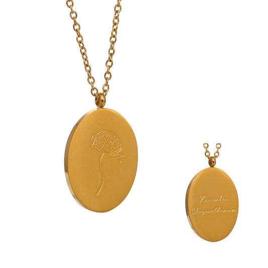 12 month birth flower pendant necklace - product image
