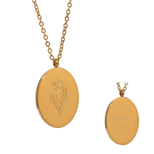 12 month birth flower pendant necklace - product image