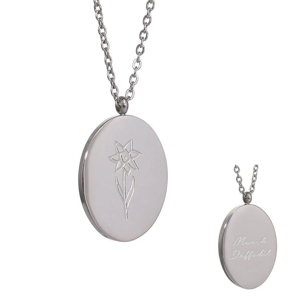 12 month birth flower pendant necklace - product image