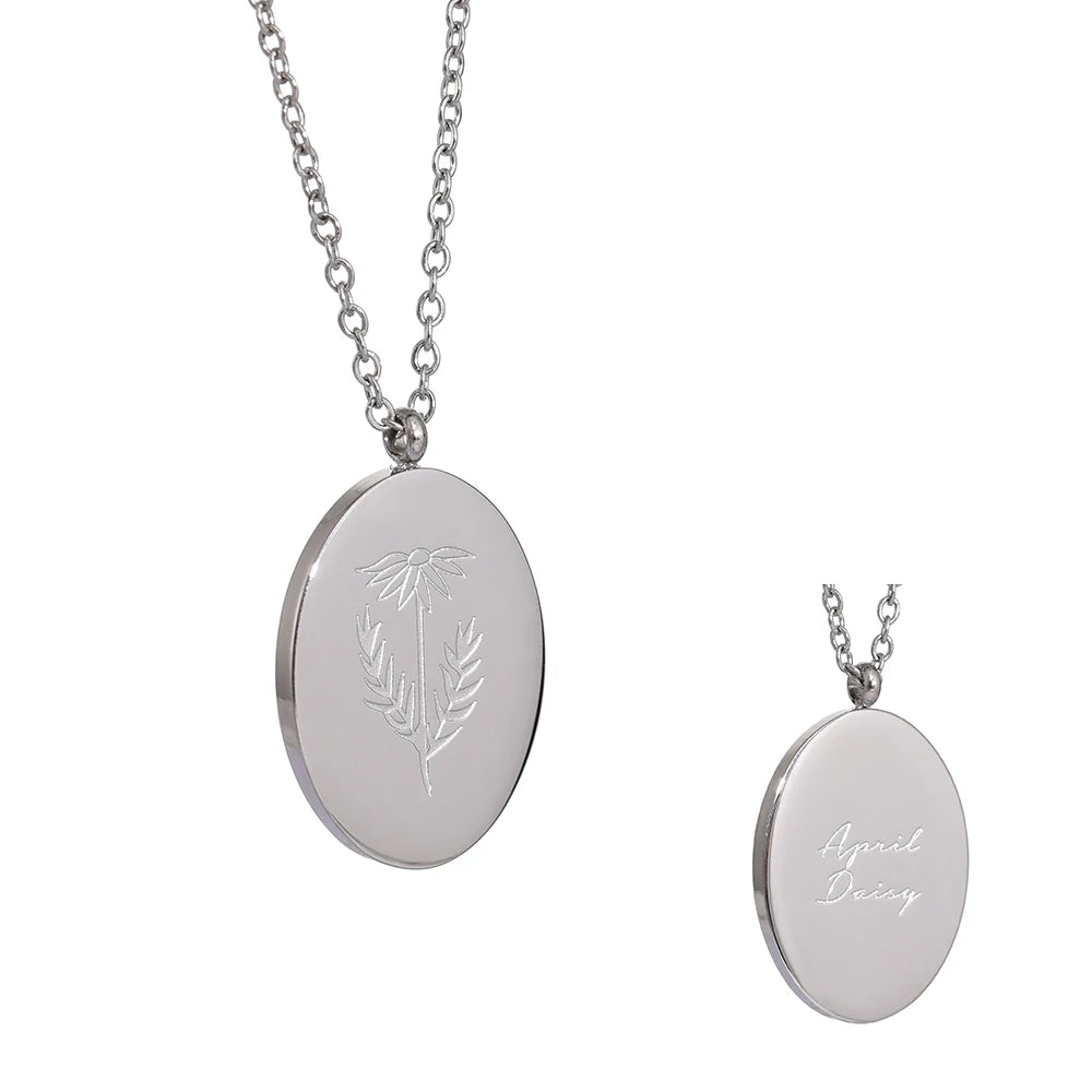 12 month birth flower pendant necklace - product image