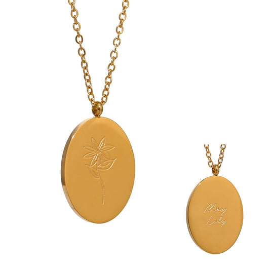 12 month birth flower pendant necklace - product image
