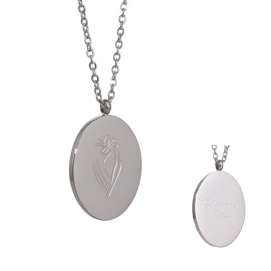 12 month birth flower pendant necklace - product image