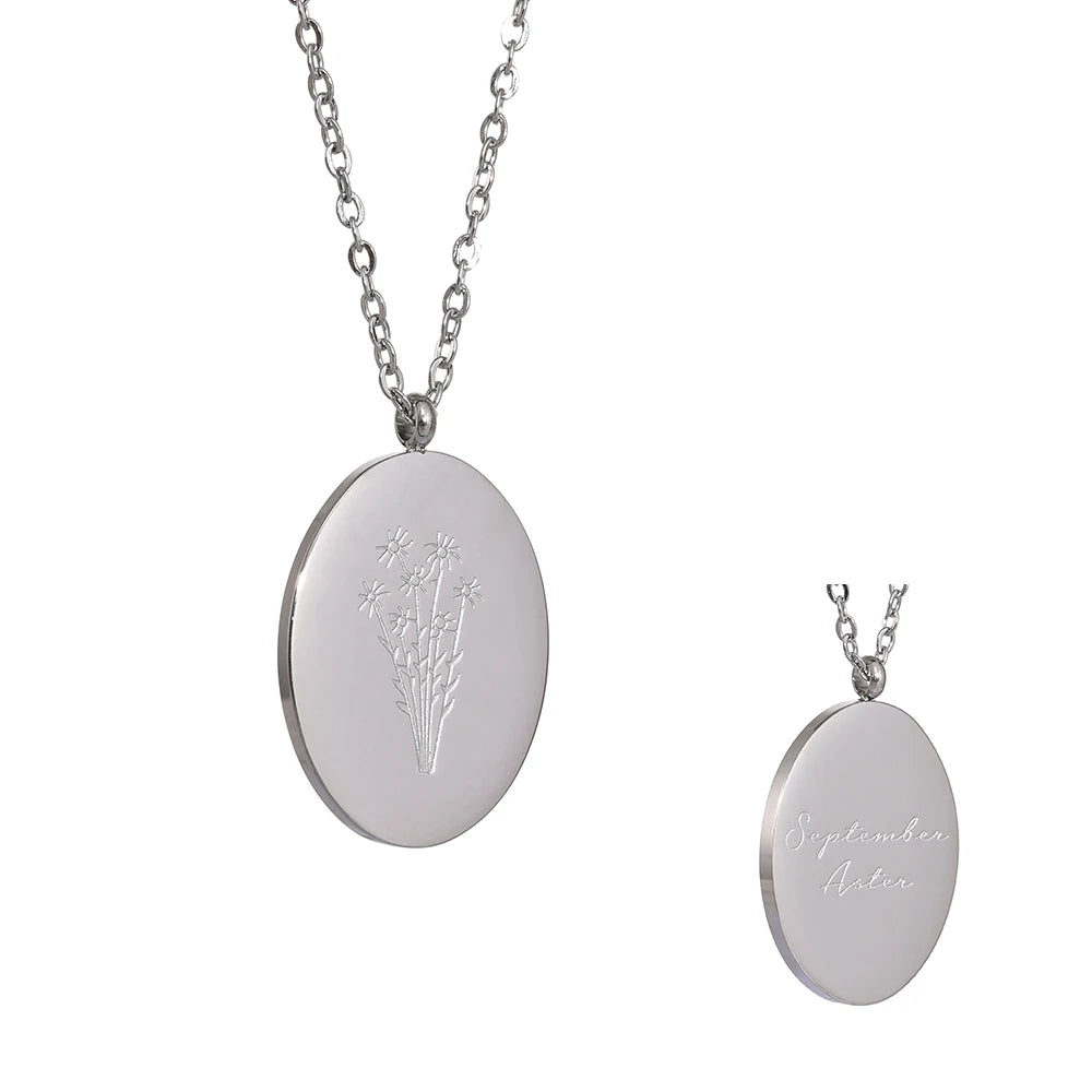 12 month birth flower pendant necklace - product image