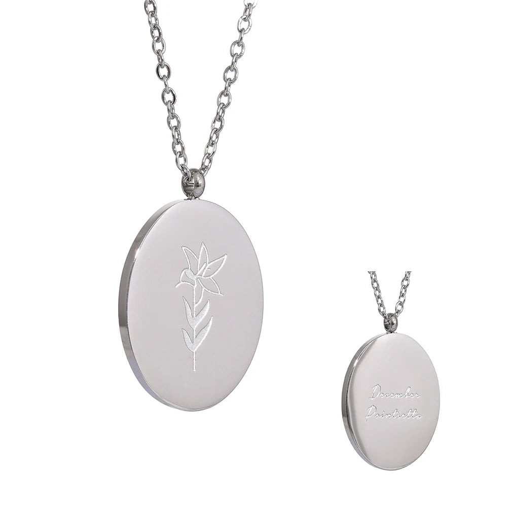 12 month birth flower pendant necklace - product image