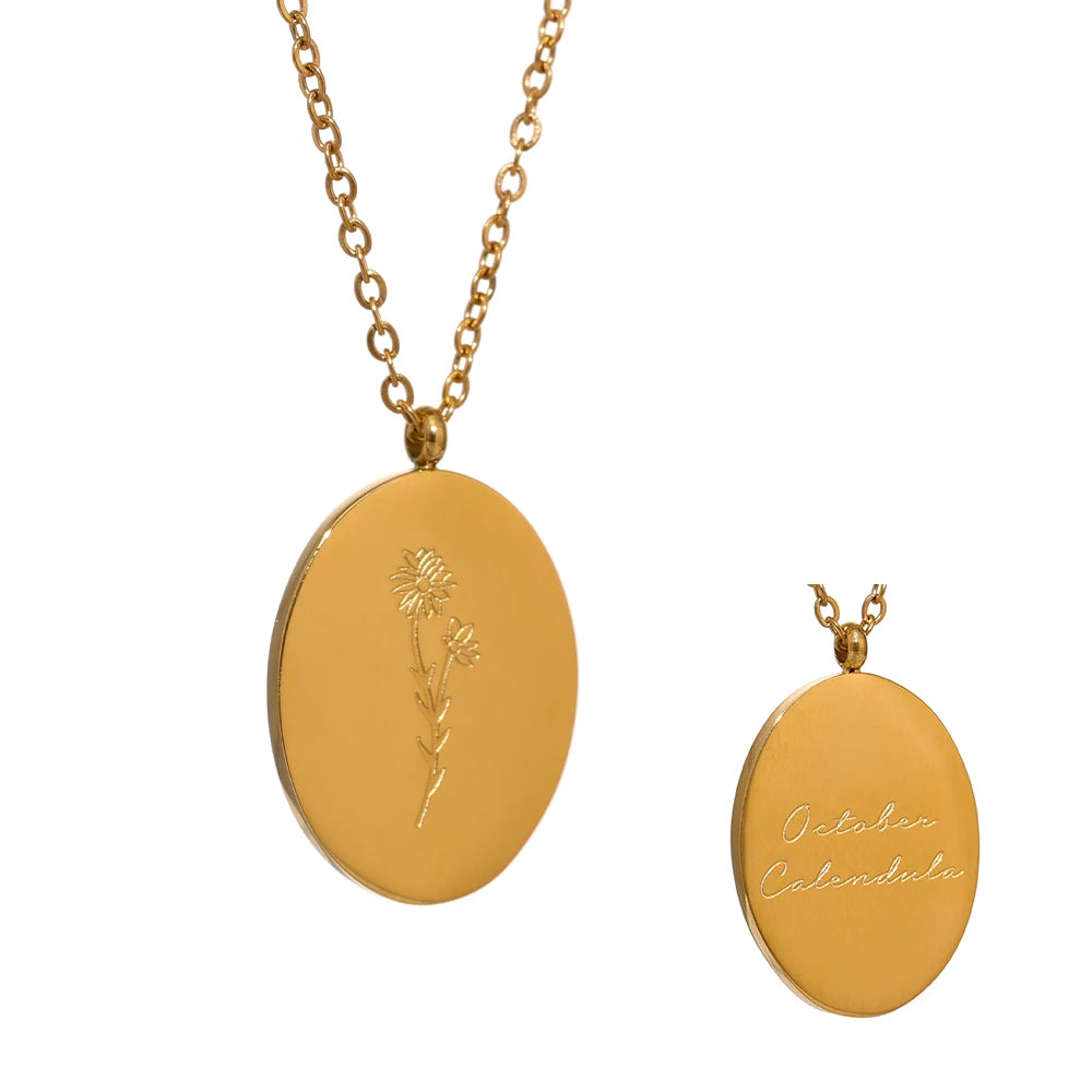 12 month birth flower pendant necklace - product image