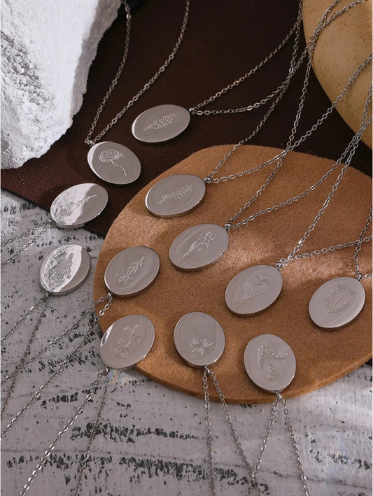 12 month birth flower pendant necklace - product image