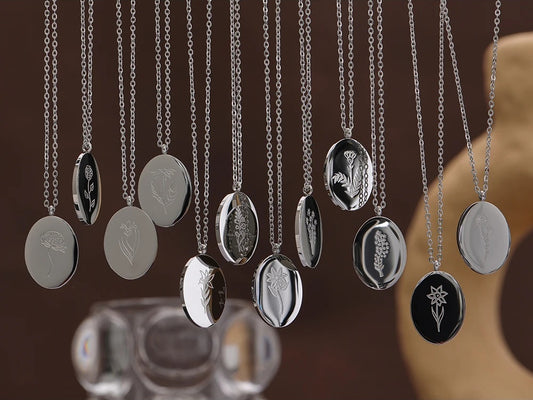 12 month birth flower pendant necklace - product image