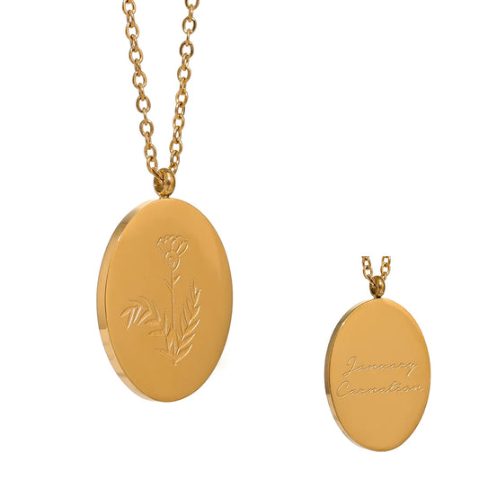 12 month birth flower pendant necklace - product image