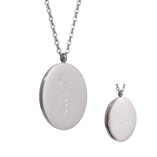 12 month birth flower pendant necklace - product image