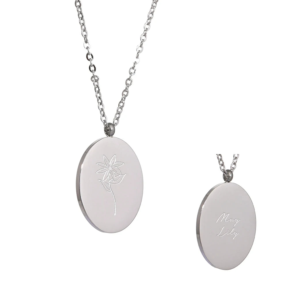 12 month birth flower pendant necklace - product image