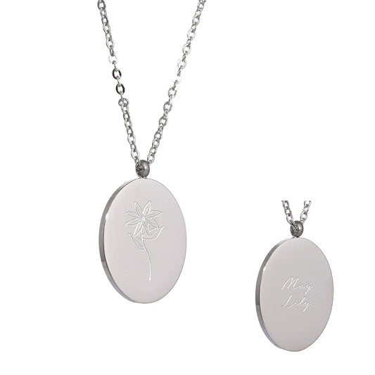 12 month birth flower pendant necklace - product image